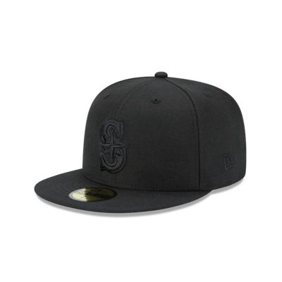 Seattle Mariners Gorra | New Era MLB Black On Black 59fifty Fitted Cap Mexico - Negros